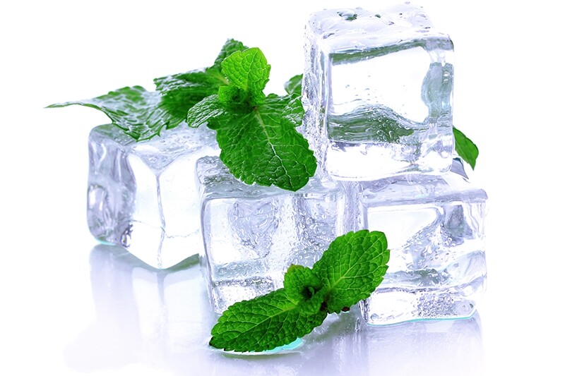 Ice With Mint Isolated On White